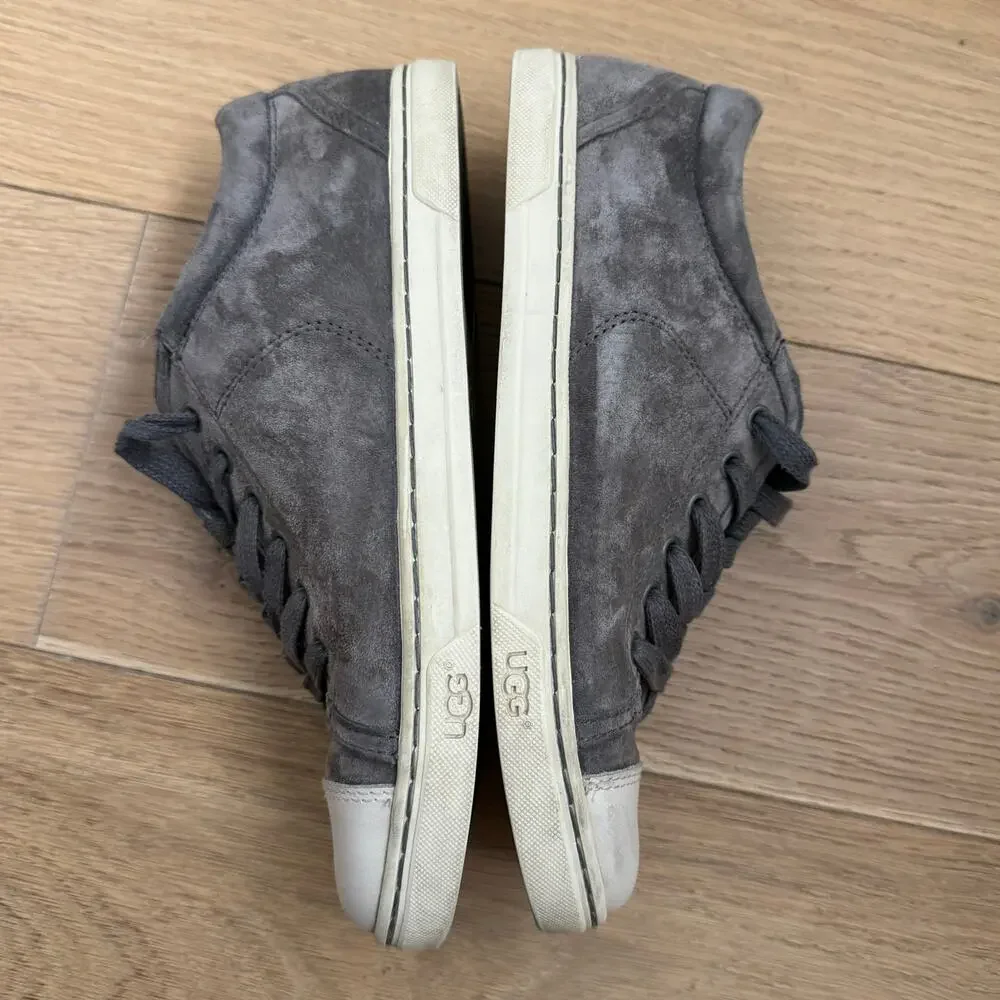 UGG Gray Suede Taya Sherpa Lined Low Top Sneakers Size 8 Fall/Winter